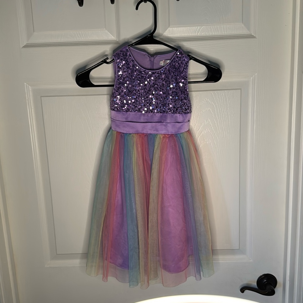 Girls glitter rainbow dress 4T